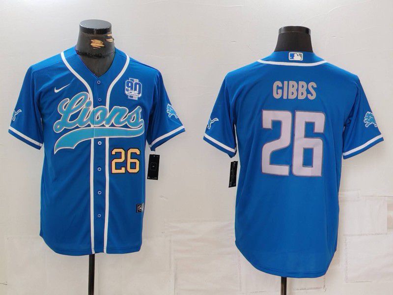 Men Detroit Lions #26 Gibbs Blue Second generation joint name 2024 Nike Limited NFL Jersey style 2->detroit lions->NFL Jersey